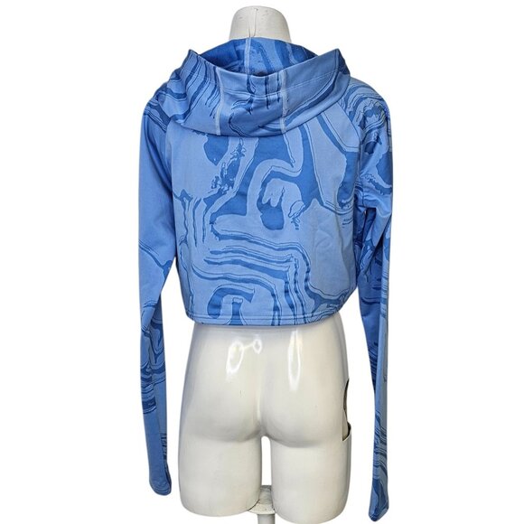 Gymshark Womens Power Hoodie, Cropped, Cinch Front, Long Sleeve, Blue, Small - Picture 2 of 7